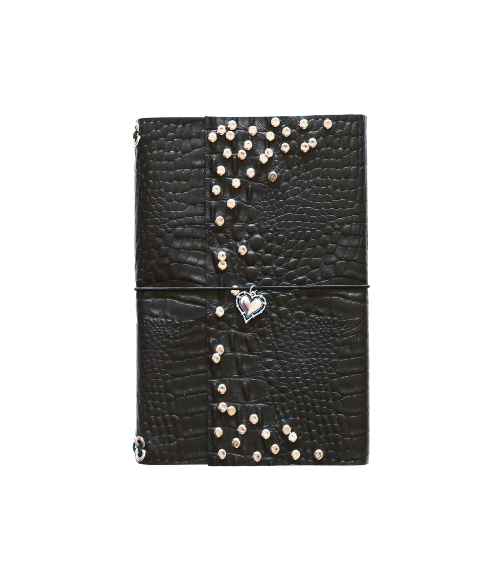 Carnet Croco clous cœur A5 – carnet fait main en simili-cuir, Destiny