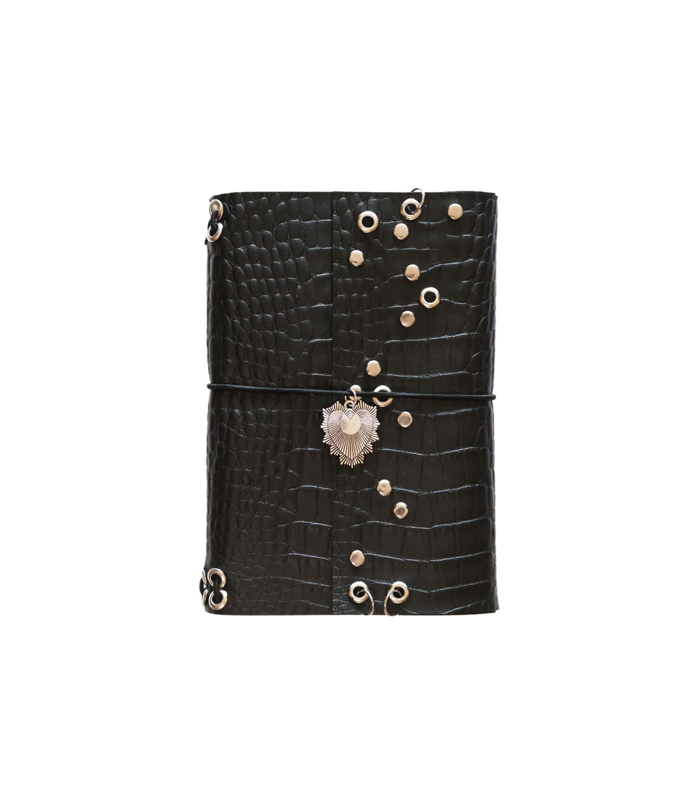 Carnet Croco clous cœur sacré A6 – carnet fait main en simili-cuir, Destiny