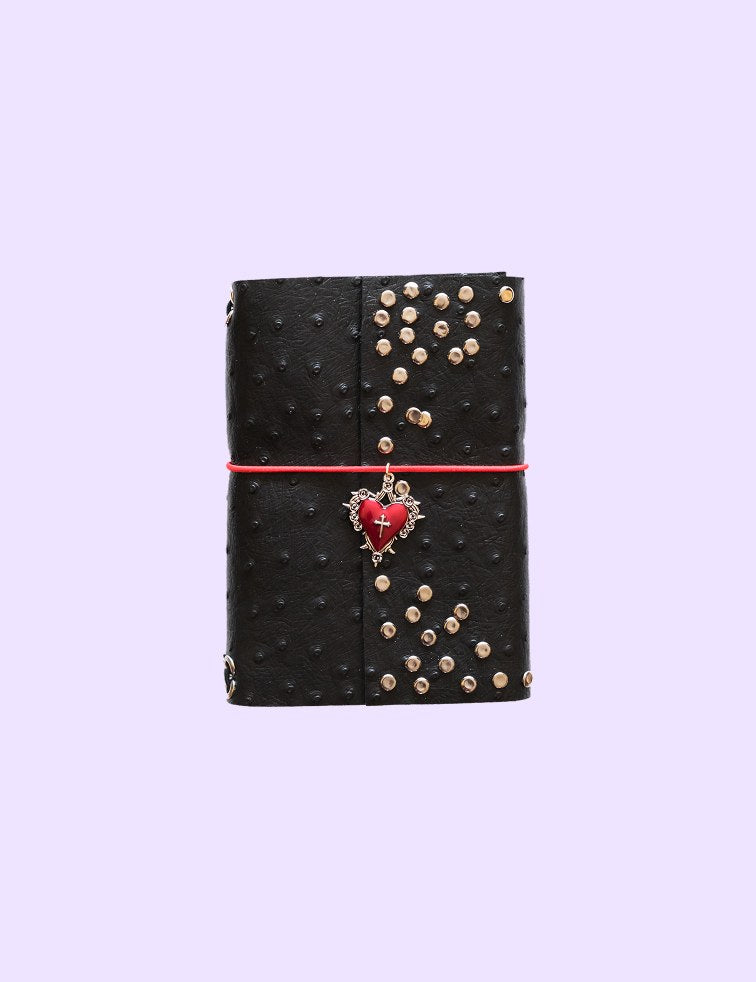 Carnet Autruche cœur rouge A6