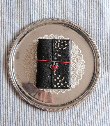 Carnet Autruche cœur rouge A6