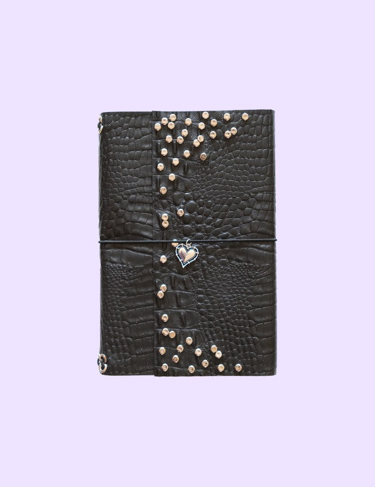 Carnet Croco clous cœur A5