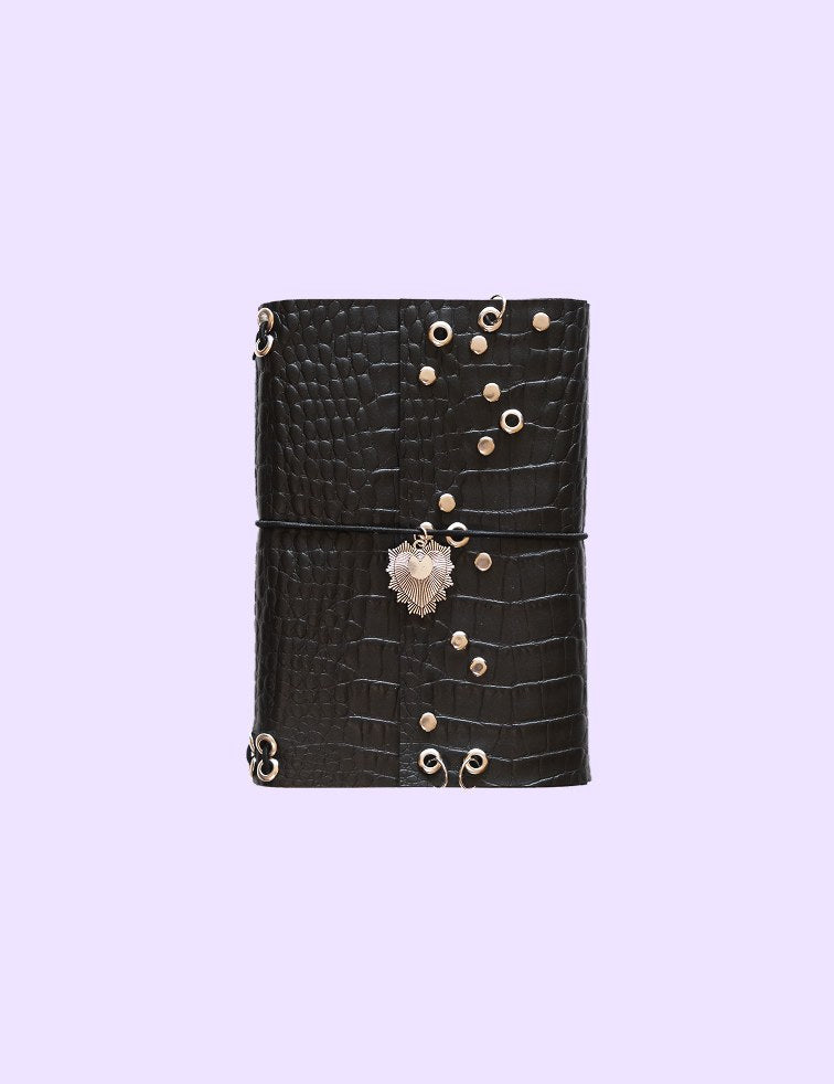 Carnet Croco clous cœur sacré A6
