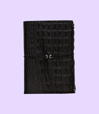 Carnet Croco vague dentelle blanche A6