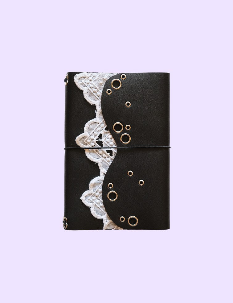 Carnet Lisse vague dentelle blanche A5