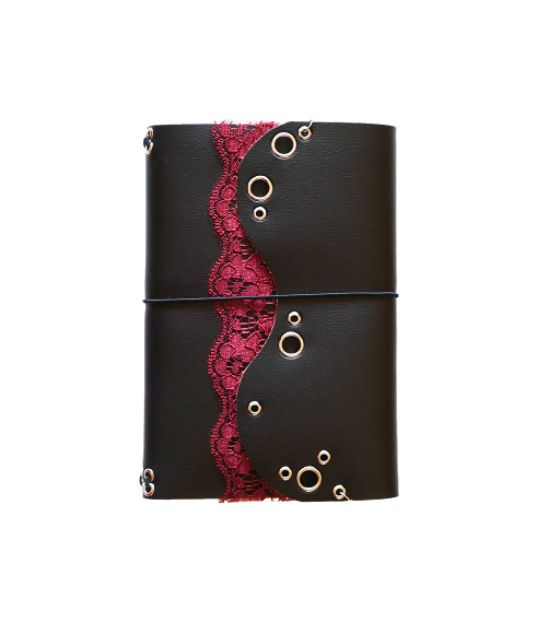Carnet Lisse vague dentelle rouge A5 – vignette