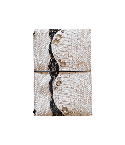 Carnet Python blanc dentelle noire A5 – vignette